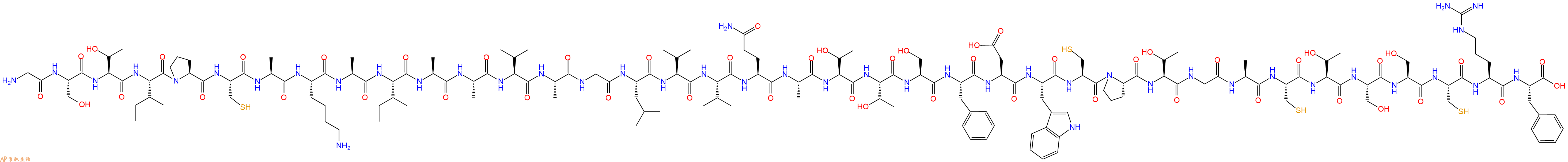专肽生物产品H2N-Gly-Ser-Thr-Ile-Pro-Cys-Ala-Lys-Ala-Ile-Ala-Ala-Val-Ala-Gly-Leu-Val-Val-Gln-Ala-Thr-Thr-Ser-Phe-Asp-Trp-Cys-Pro-Thr-Gly-Ala-Cys-Thr-Ser-Ser-Cys-Arg-Phe-OH