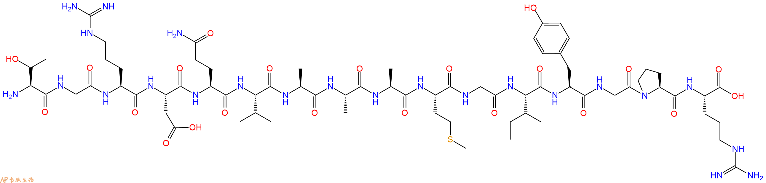 专肽生物产品H2N-Thr-Gly-Arg-Asp-Gln-Val-Ala-Ala-Ala-Met-Gly-Ile-Tyr-Gly-Pro-Arg-OH
