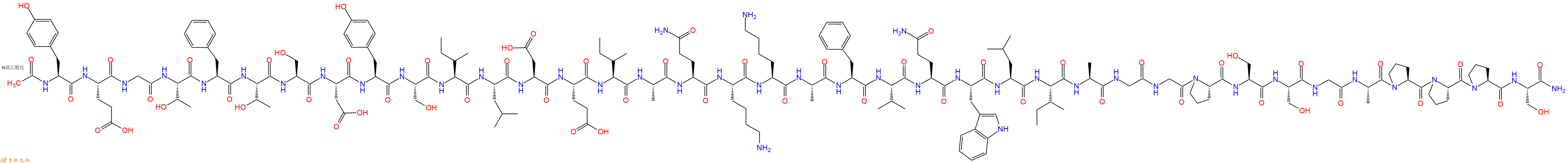 专肽生物产品Ac-Tyr-Glu-Gly-Thr-Phe-Thr-Ser-Asp-Tyr-Ser-Ile-Leu-Asp-Glu-Ile-Ala-Gln-Lys-Lys-Ala-Phe-Val-Gln-Trp-Leu-Ile-Ala-Gly-Gly-Pro-Ser-Ser-Gly-Ala-Pro-Pro-Pro-Ser-NH2