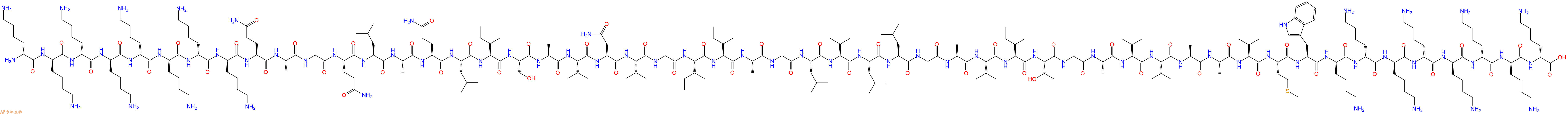 专肽生物产品H2N-DLys-DLys-DLys-DLys-DLys-DLys-DLys-DLys-Gln-Ala-Gly-Gln-Leu-Ala-Gln-Leu-Ile-Ser-Ala-Val-Asn-Val-Gly-Ile-Ile-Ala-Gly-Leu-Val-Leu-Leu-Gly-Ala-Val-Ile-Thr-Gly-Ala-Val-Val-Ala-Ala-Val-Met-Trp-DLys-DLys-DLys-DLys-DLys-DLys-DLys-DLys-OH