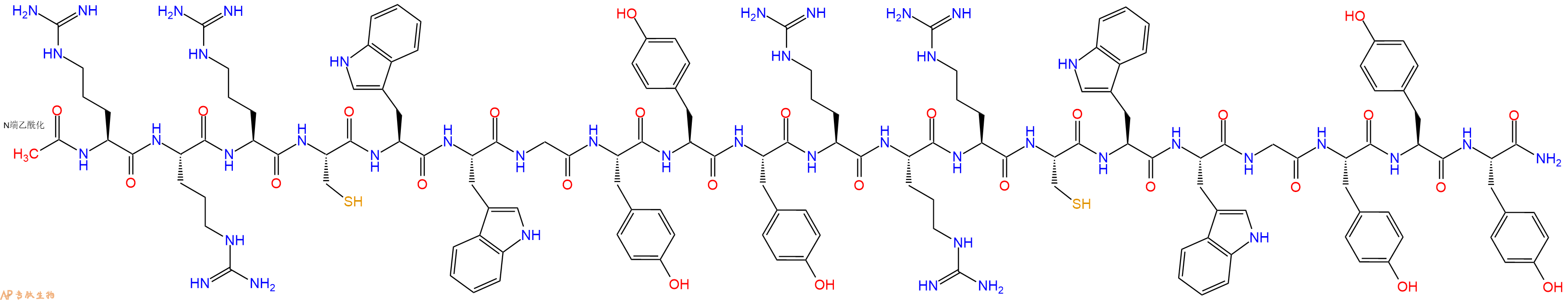 专肽生物产品Ac-Arg-Arg-Arg-Cys-Trp-Trp-Gly-Tyr-Tyr-Tyr-Arg-Arg-Arg-Cys-Trp-Trp-Gly-Tyr-Tyr-Tyr-NH2