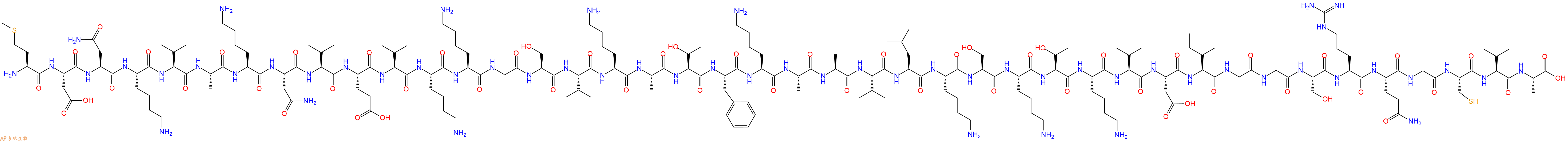 专肽生物产品H2N-Met-Asp-Asn-Lys-Val-Ala-Lys-Asn-Val-Glu-Val-Lys-Lys-Gly-Ser-Ile-Lys-Ala-Thr-Phe-Lys-Ala-Ala-Val-Leu-Lys-Ser-Lys-Thr-Lys-Val-Asp-Ile-Gly-Gly-Ser-Arg-Gln-Gly-Cys-Val-Ala-OH