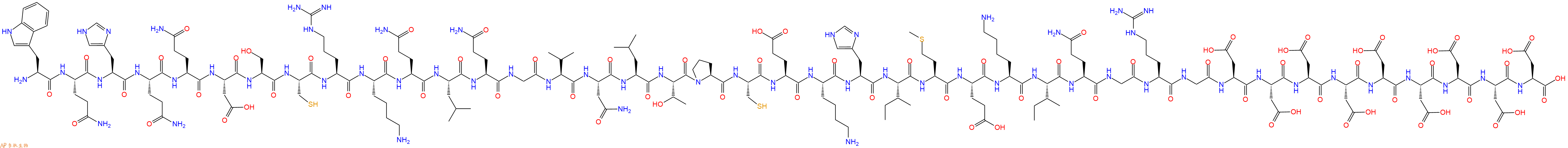 专肽生物产品H2N-Trp-Gln-His-Gln-Gln-Asp-Ser-Cys-Arg-Lys-Gln-Leu-Gln-Gly-Val-Asn-Leu-Thr-Pro-Cys-Glu-Lys-His-Ile-Met-Glu-Lys-Ile-Gln-Gly-Arg-Gly-Asp-Asp-Asp-Asp-Asp-Asp-Asp-Asp-Asp-OH