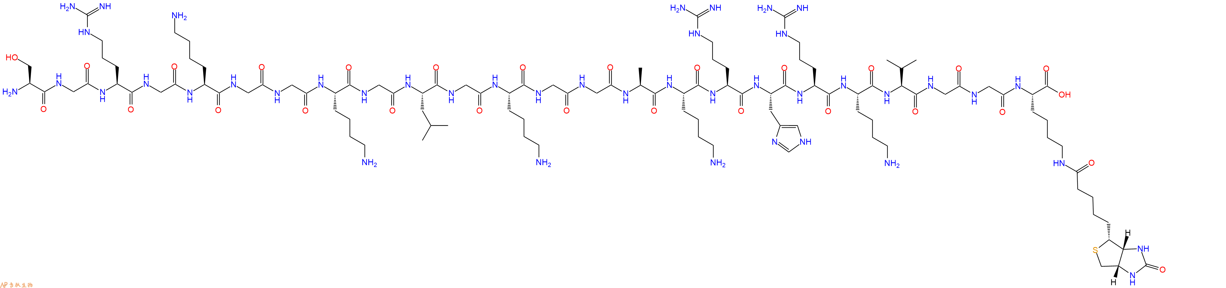 专肽生物产品H2N-Ser-Gly-Arg-Gly-Lys-Gly-Gly-Lys-Gly-Leu-Gly-Lys-Gly-Gly-Ala-Lys-Arg-His-Arg-Lys-Val-Gly-Gly-Lys(Biotin)-OH