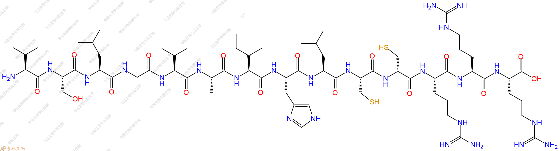 专肽生物产品H2N-Val-Ser-Leu-Gly-Val-Ala-Ile-His-Leu-Cys-DCys-Arg-Arg-Arg-OH