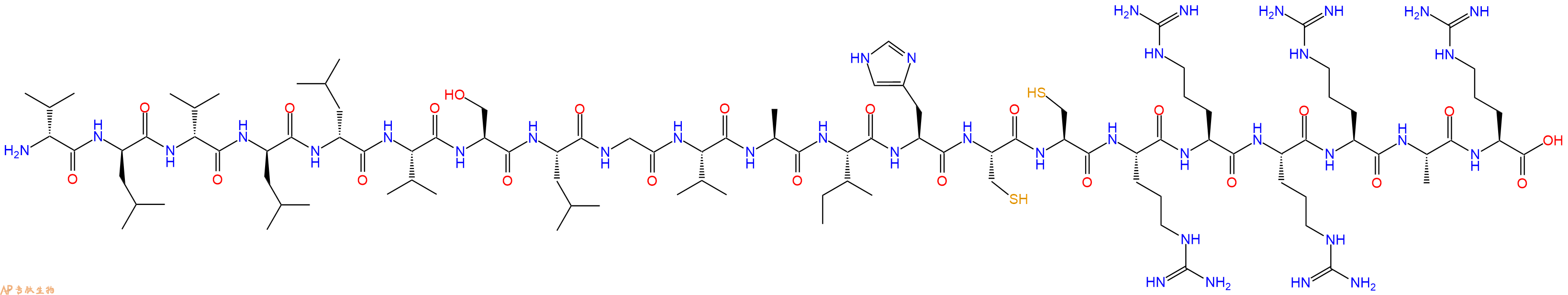 专肽生物产品H2N-DVal-DLeu-DVal-DLeu-DLeu-Val-Ser-Leu-Gly-Val-Ala-Ile-His-Cys-Cys-Arg-Arg-Arg-Arg-Ala-Arg-OH