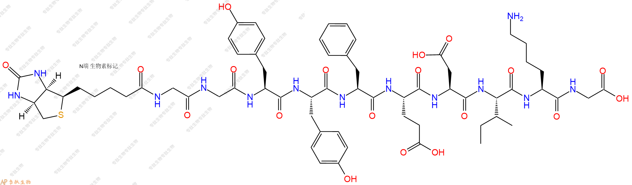 专肽生物产品Biotinyl-Gly-Gly-Tyr-Tyr-Phe-Glu-Asp-Ile-Lys-Gly-OH