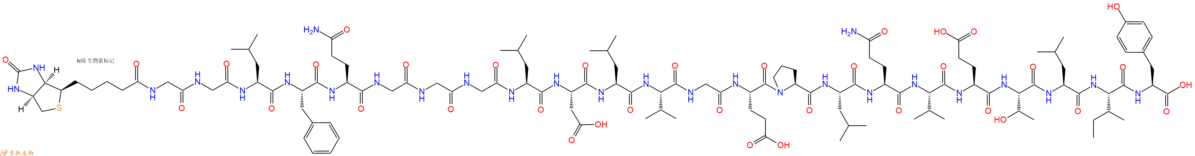 专肽生物产品Biotinyl-Gly-Gly-Leu-Phe-Gln-Gly-Gly-Gly-Leu-Asp-Leu-Val-Gly-Glu-Pro-Leu-Gln-Val-Glu-Thr-Leu-Ile-Tyr-OH