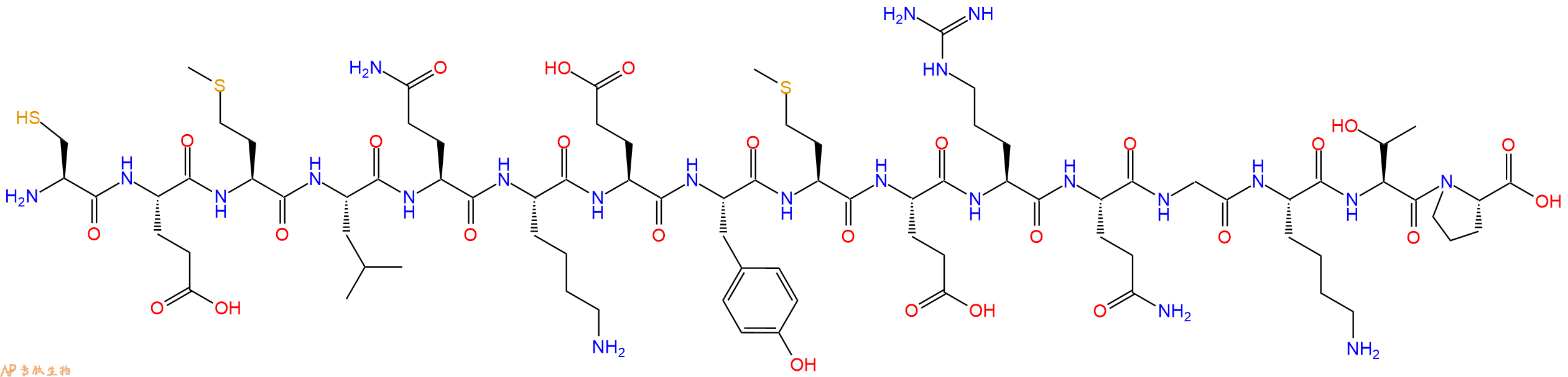 专肽生物产品H2N-Cys-Glu-Met-Leu-Gln-Lys-Glu-Tyr-Met-Glu-Arg-Gln-Gly-Lys-Thr-Pro-OH