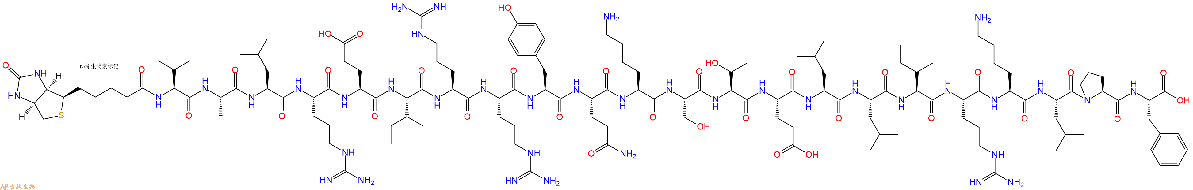 专肽生物产品Biotinyl-Val-Ala-Leu-Arg-Glu-Ile-Arg-Arg-Tyr-Gln-Lys-Ser-Thr-Glu-Leu-Leu-Ile-Arg-Lys-Leu-Pro-Phe-OH