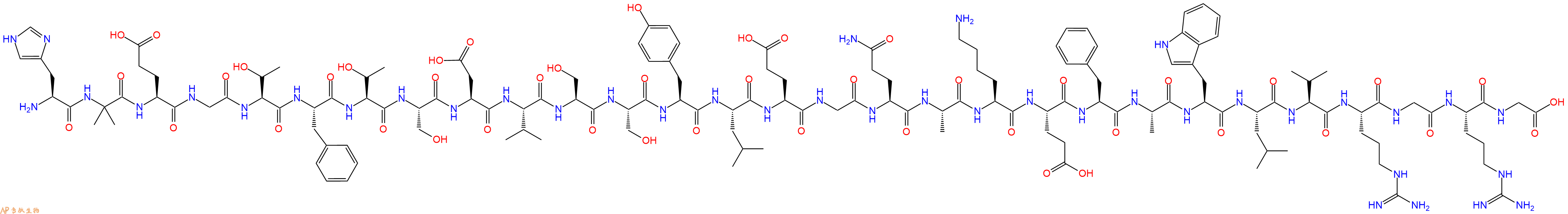 专肽生物产品H2N-His-Aib-Glu-Gly-Thr-Phe-Thr-Ser-Asp-Val-Ser-Ser-Tyr-Leu-Glu-Gly-Gln-Ala-Lys-Glu-Phe-Ala-Trp-Leu-Val-Arg-Gly-Arg-Gly-OH