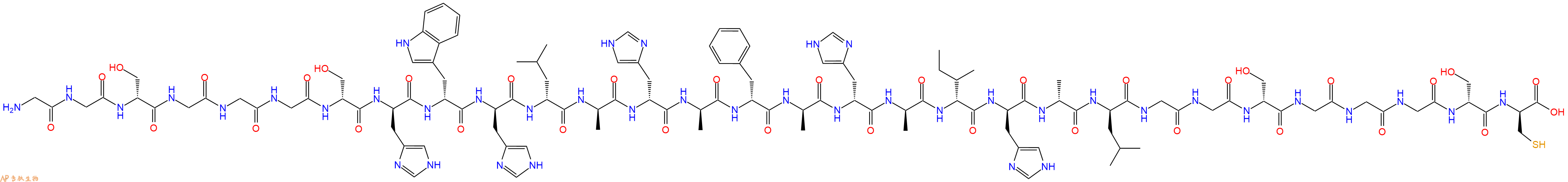 专肽生物产品H2N-Gly-Gly-DSer-Gly-Gly-Gly-DSer-DHis-DTrp-DHis-DLeu-DAla-DHis-DAla-DPhe-DAla-DHis-DAla-DIle-DHis-DAla-DLeu-Gly-Gly-DSer-Gly-Gly-Gly-DSer-DCys-OH
