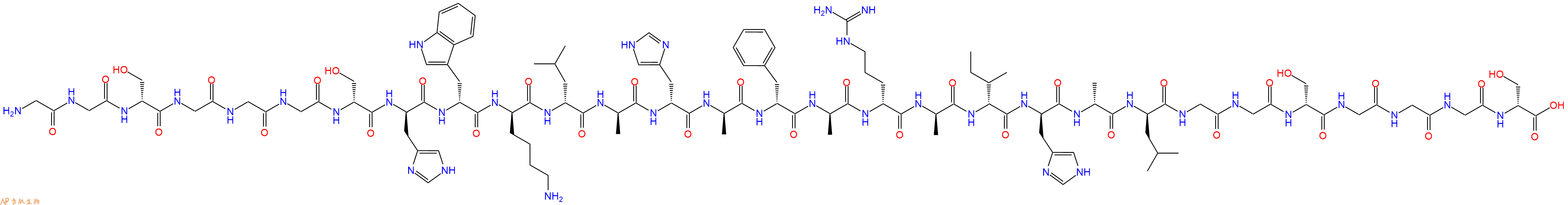 专肽生物产品H2N-Gly-Gly-DSer-Gly-Gly-Gly-DSer-DHis-DTrp-DLys-DLeu-DAla-DHis-DAla-DPhe-DAla-DArg-DAla-DIle-DHis-DAla-DLeu-Gly-Gly-DSer-Gly-Gly-Gly-DSer-OH