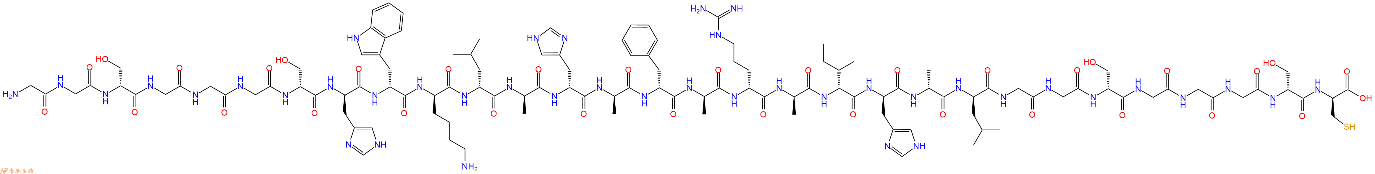 专肽生物产品H2N-Gly-Gly-DSer-Gly-Gly-Gly-DSer-DHis-DTrp-DLys-DLeu-DAla-DHis-DAla-DPhe-DAla-DArg-DAla-DIle-DHis-DAla-DLeu-Gly-Gly-DSer-Gly-Gly-Gly-DSer-DCys-OH