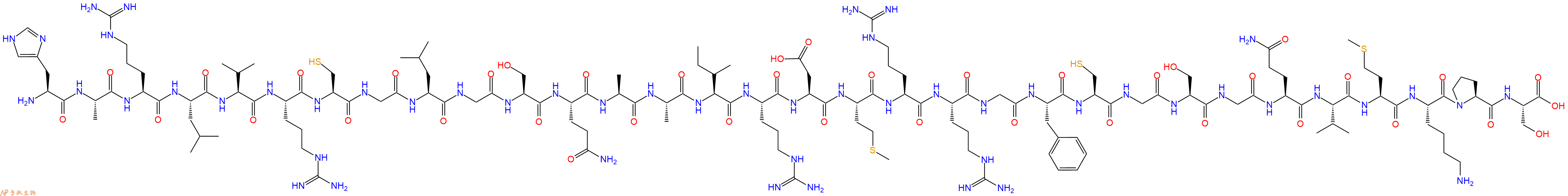 专肽生物产品H2N-His-Ala-Arg-Leu-Val-Arg-Cys-Gly-Leu-Gly-Ser-Gln-Ala-Ala-Ile-Arg-Asp-Met-Arg-Arg-Gly-Phe-Cys-Gly-Ser-Gly-Gln-Val-Met-Lys-Pro-Ser-OH