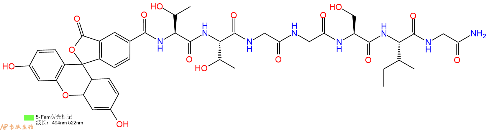 专肽生物产品5FAM-Thr-Thr-Gly-Gly-Ser-Ile-Gly-NH2