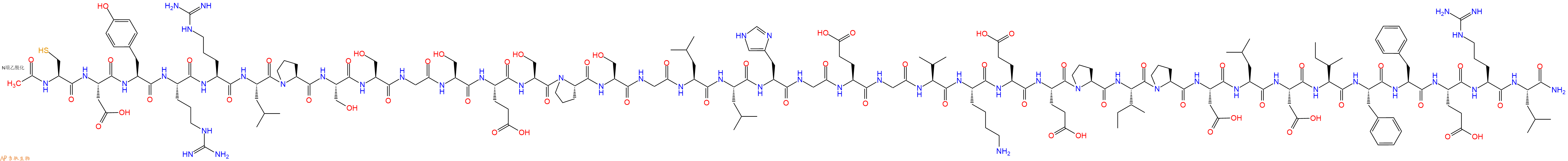 专肽生物产品Ac-Cys-Asp-Tyr-Arg-Arg-Leu-Pro-Ser-Ser-Gly-Ser-Glu-Ser-Pro-Ser-Gly-Leu-Leu-His-Gly-Glu-Gly-Val-Lys-Glu-Glu-Pro-Ile-Pro-Asp-Leu-Asp-Ile-Phe-Phe-Glu-Arg-Leu-NH2