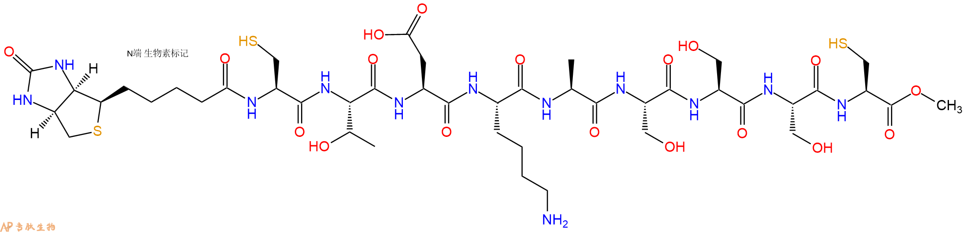 专肽生物产品Biotinyl-Cys-Thr-Asp-Lys-Ala-Ser-Ser-Ser-Cys-OMe