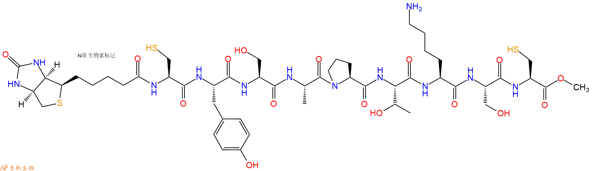 专肽生物产品Biotinyl-Cys-Tyr-Ser-Ala-Pro-Thr-Lys-Ser-Cys-OMe