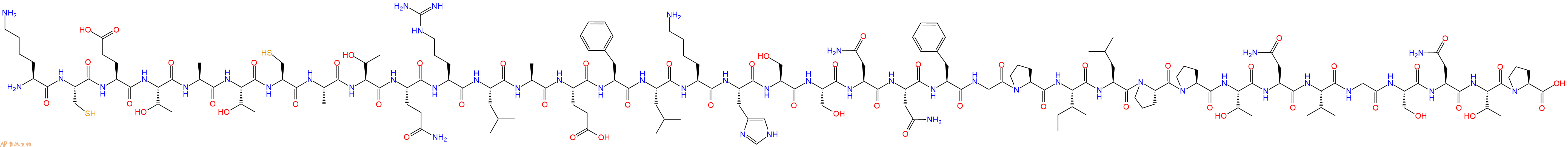 专肽生物产品H2N-Lys-Cys-Glu-Thr-Ala-Thr-Cys-Ala-Thr-Gln-Arg-Leu-Ala-Glu-Phe-Leu-Lys-His-Ser-Ser-Asn-Asn-Phe-Gly-Pro-Ile-Leu-Pro-Pro-Thr-Asn-Val-Gly-Ser-Asn-Thr-Pro-OH