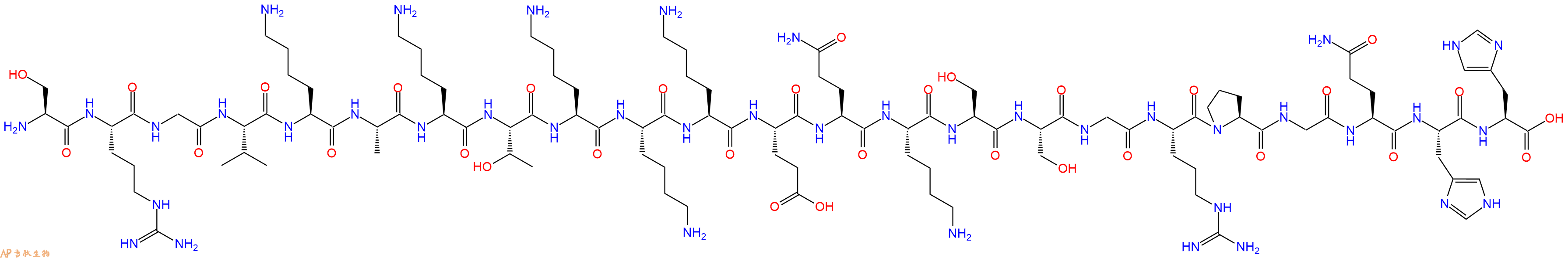 专肽生物产品H2N-Ser-Arg-Gly-Val-Lys-Ala-Lys-Thr-Lys-Lys-Lys-Glu-Gln-Lys-Ser-Ser-Gly-Arg-Pro-Gly-Gln-His-His-OH