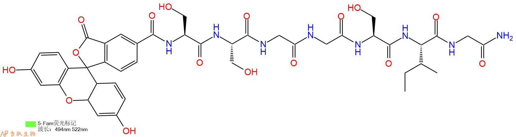 专肽生物产品5FAM-Ser-Ser-Gly-Gly-Ser-Ile-Gly-NH2