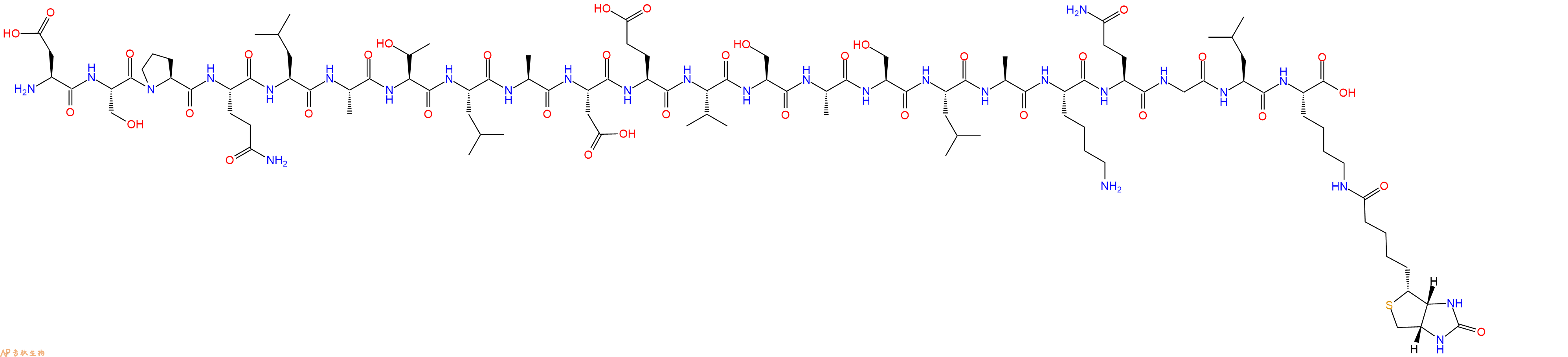 专肽生物产品H2N-Asp-Ser-Pro-Gln-Leu-Ala-Thr-Leu-Ala-Asp-Glu-Val-Ser-Ala-Ser-Leu-Ala-Lys-Gln-Gly-Leu-Lys(Biotin)-OH