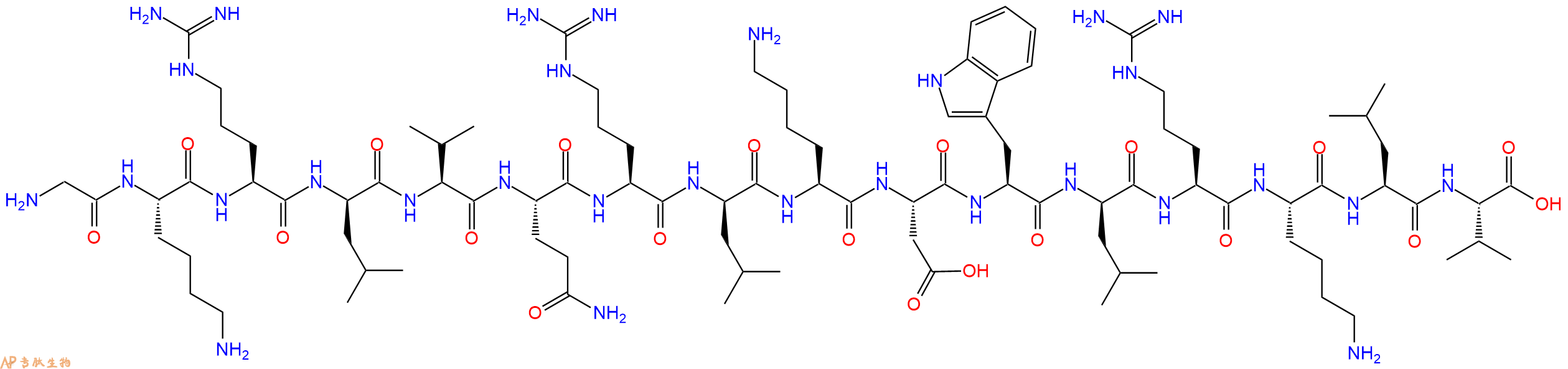 专肽生物产品H2N-Gly-Lys-Arg-DLeu-Val-Gln-Arg-DLeu-Lys-Asp-Trp-DLeu-Arg-Lys-Leu-Val-OH