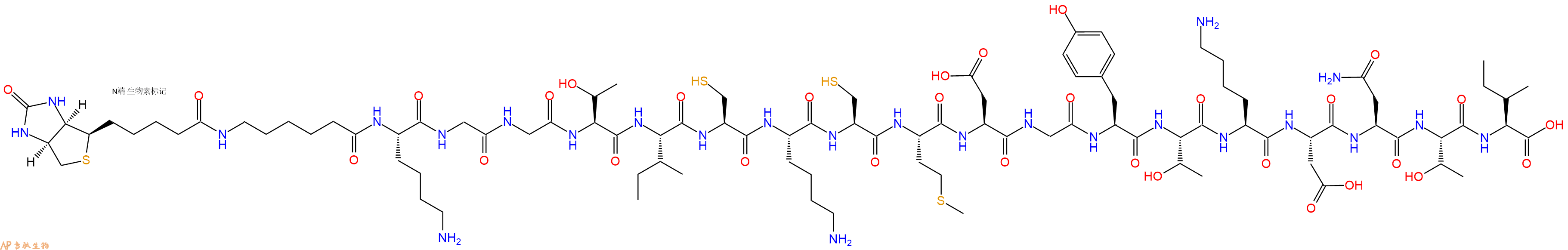 专肽生物产品Biotinyl-Ahx-Lys-Gly-Gly-Thr-Ile-Cys-Lys-Cys-Met-Asp-Gly-Tyr-Thr-Lys-Asp-Asn-Thr-Ile-OH