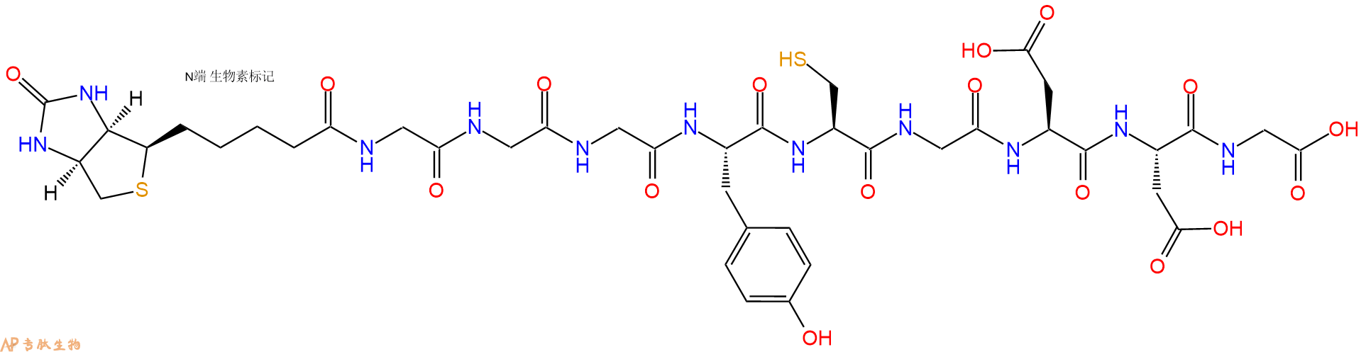 专肽生物产品Biotinyl-Gly-Gly-Gly-Tyr-Cys-Gly-Asp-Asp-Gly-OH