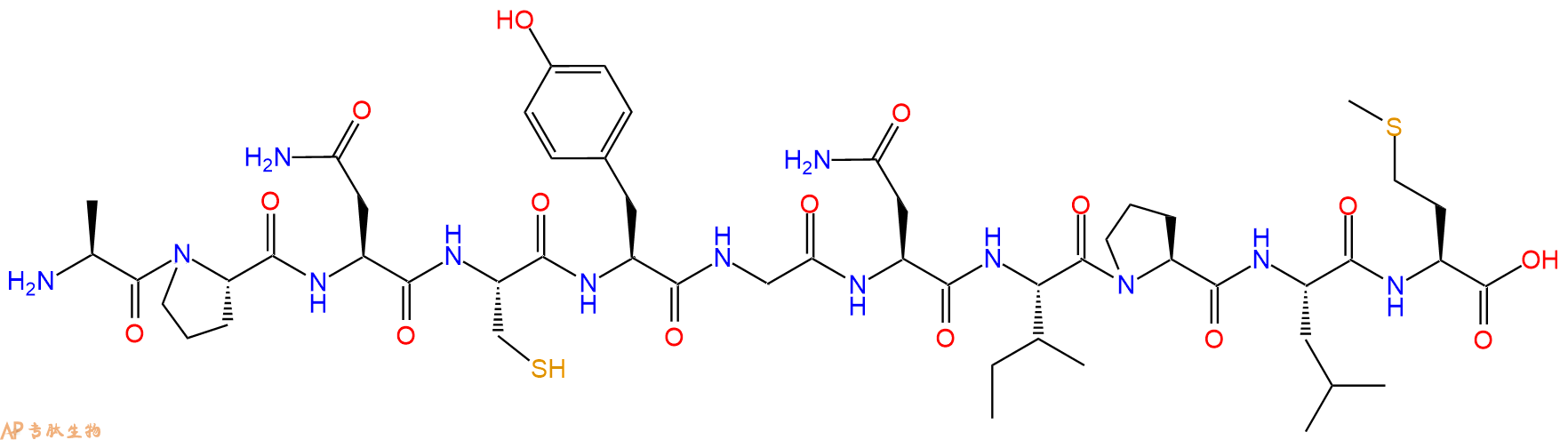 专肽生物产品H2N-Ala-Pro-Asn-Cys-Tyr-Gly-Asn-Ile-Pro-Leu-Met-OH