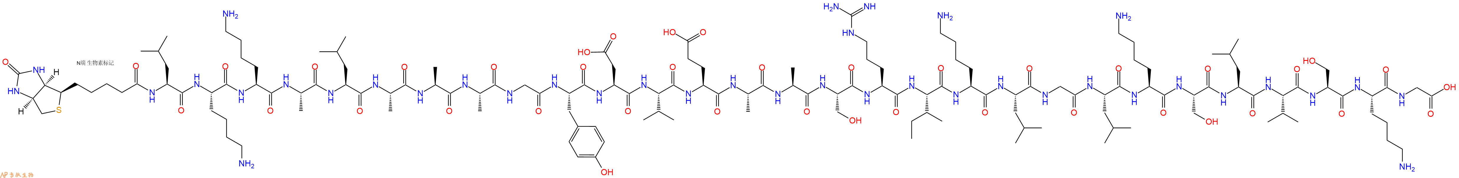 专肽生物产品Biotinyl-Leu-Lys-Lys-Ala-Leu-Ala-Ala-Ala-Gly-Tyr-Asp-Val-Glu-Ala-Ala-Ser-Arg-Ile-Lys-Leu-Gly-Leu-Lys-Ser-Leu-Val-Ser-Lys-Gly-OH
