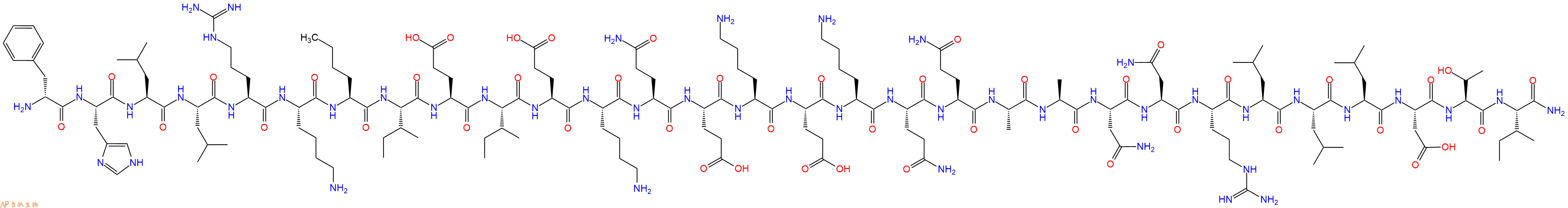 专肽生物产品H2N-DPhe-His-Leu-Leu-Arg-Lys-Nle-Ile-Glu-Ile-Glu-Lys-Gln-Glu-Lys-Glu-Lys-Gln-Gln-Ala-Ala-Asn-Asn-Arg-Leu-Leu-Leu-Asp-Thr-Ile-NH2