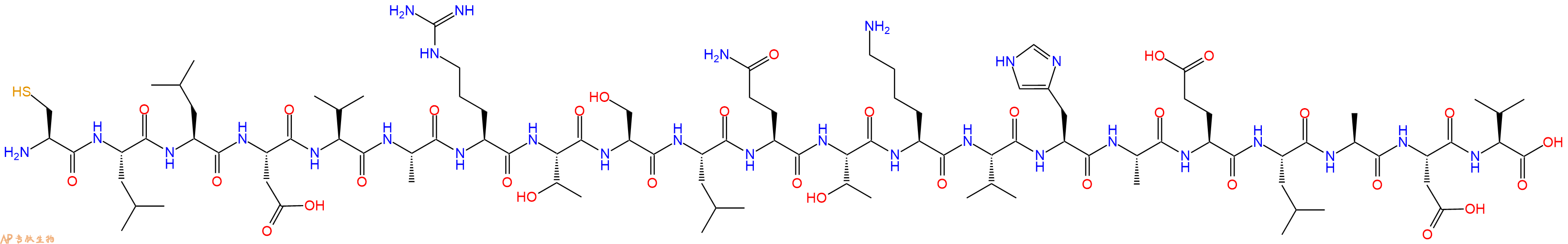 专肽生物产品H2N-Cys-Leu-Leu-Asp-Val-Ala-Arg-Thr-Ser-Leu-Gln-Thr-Lys-Val-His-Ala-Glu-Leu-Ala-Asp-Val-OH
