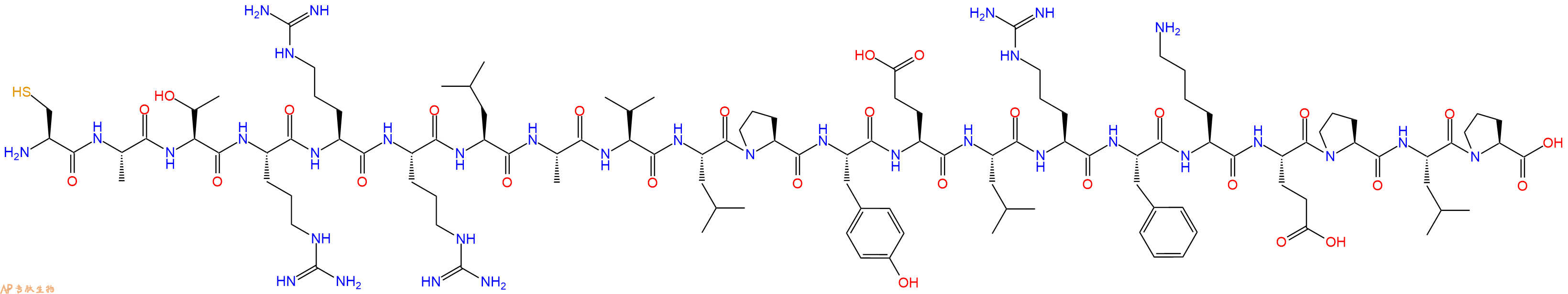 专肽生物产品H2N-Cys-Ala-Thr-Arg-Arg-Arg-Leu-Ala-Val-Leu-Pro-Tyr-Glu-Leu-Arg-Phe-Lys-Glu-Pro-Leu-Pro-OH