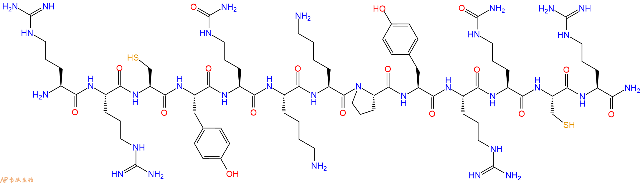 专肽生物产品H2N-Arg-Arg-Cys-Tyr-Cit-Lys-Lys-Pro-Tyr-Arg-Cit-Cys-Arg-NH2