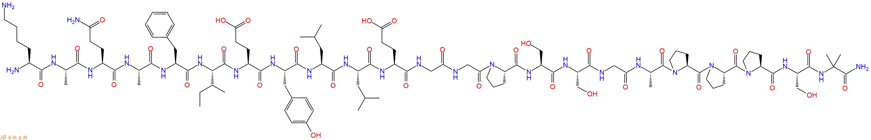 专肽生物产品H2N-Lys-Ala-Gln-Ala-Phe-Ile-Glu-Tyr-Leu-Leu-Glu-Gly-Gly-Pro-Ser-Ser-Gly-Ala-Pro-Pro-Pro-Ser-Aib-NH2