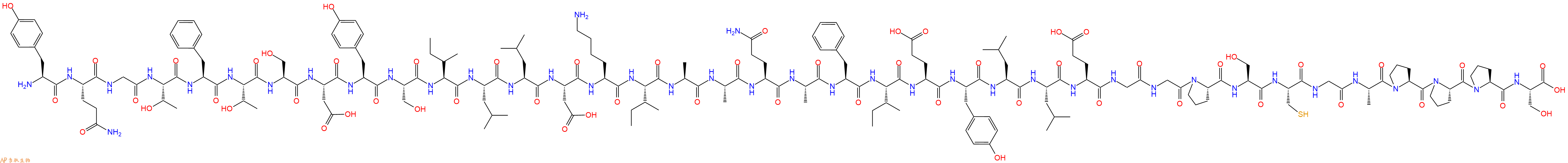 专肽生物产品H2N-Tyr-Gln-Gly-Thr-Phe-Thr-Ser-Asp-Tyr-Ser-Ile-Leu-Leu-Asp-Lys-Ile-Ala-Ala-Gln-Ala-Phe-Ile-Glu-Tyr-Leu-Leu-Glu-Gly-Gly-Pro-Ser-Cys-Gly-Ala-Pro-Pro-Pro-Ser-OH