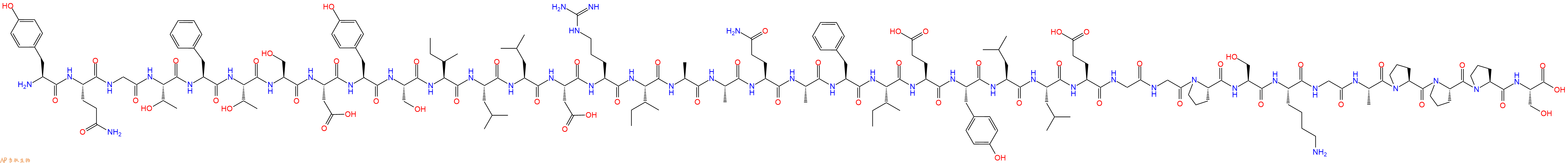 专肽生物产品H2N-Tyr-Gln-Gly-Thr-Phe-Thr-Ser-Asp-Tyr-Ser-Ile-Leu-Leu-Asp-Arg-Ile-Ala-Ala-Gln-Ala-Phe-Ile-Glu-Tyr-Leu-Leu-Glu-Gly-Gly-Pro-Ser-Lys-Gly-Ala-Pro-Pro-Pro-Ser-OH