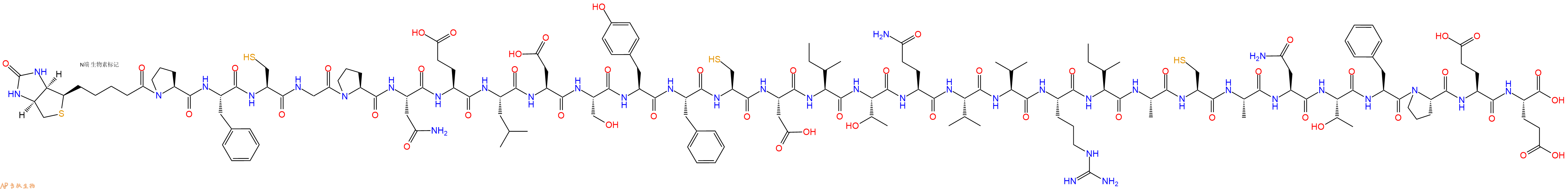 专肽生物产品Biotinyl-Pro-Phe-Cys-Gly-Pro-Asn-Glu-Leu-Asp-Ser-Tyr-Phe-Cys-Asp-Ile-Thr-Gln-Val-Val-Arg-Ile-Ala-Cys-Ala-Asn-Thr-Phe-Pro-Glu-Glu-OH