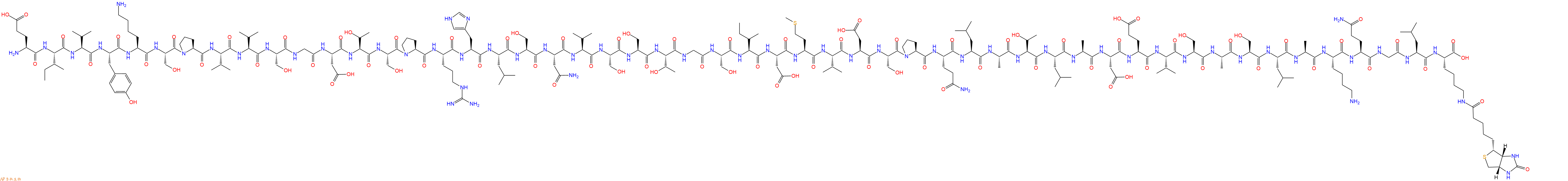 专肽生物产品H2N-Glu-Ile-Val-Tyr-Lys-Ser-Pro-Val-Val-Ser-Gly-Asp-Thr-Ser-Pro-Arg-His-Leu-Ser-Asn-Val-Ser-Ser-Thr-Gly-Ser-Ile-Asp-Met-Val-Asp-Ser-Pro-Gln-Leu-Ala-Thr-Leu-Ala-Asp-Glu-Val-Ser-Ala-Ser-Leu-Ala-Lys-Gln-Gly-Leu-Lys(Biotin)-OH