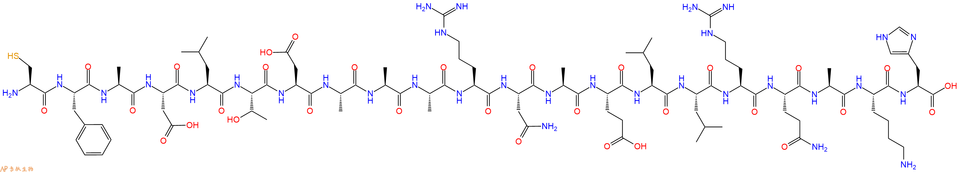 专肽生物产品H2N-Cys-Phe-Ala-Asp-Leu-Thr-Asp-Ala-Ala-Ala-Arg-Asn-Ala-Glu-Leu-Leu-Arg-Gln-Ala-Lys-His-OH