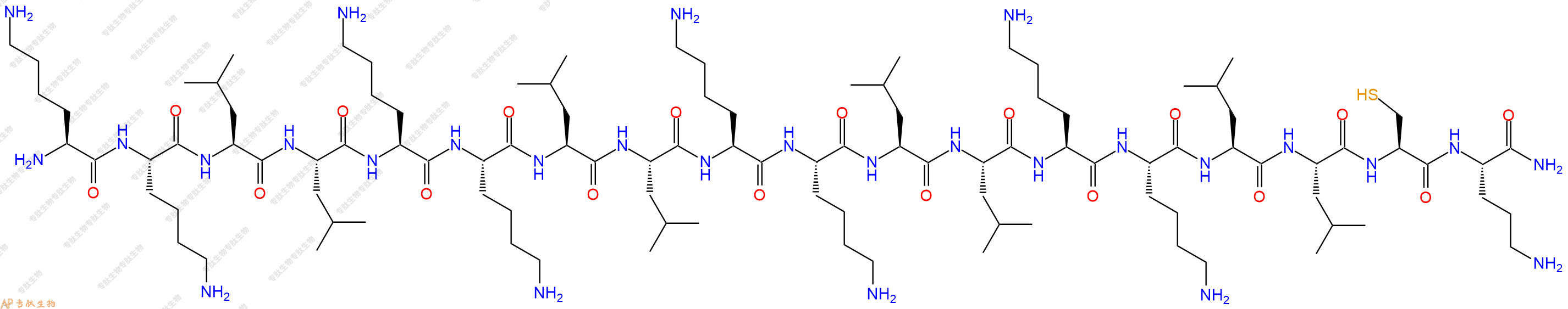 专肽生物产品H2N-Lys-Lys-Leu-Leu-Lys-Lys-Leu-Leu-Lys-Lys-Leu-Leu-Lys-Lys-Leu-Leu-Cys-Orn-NH2