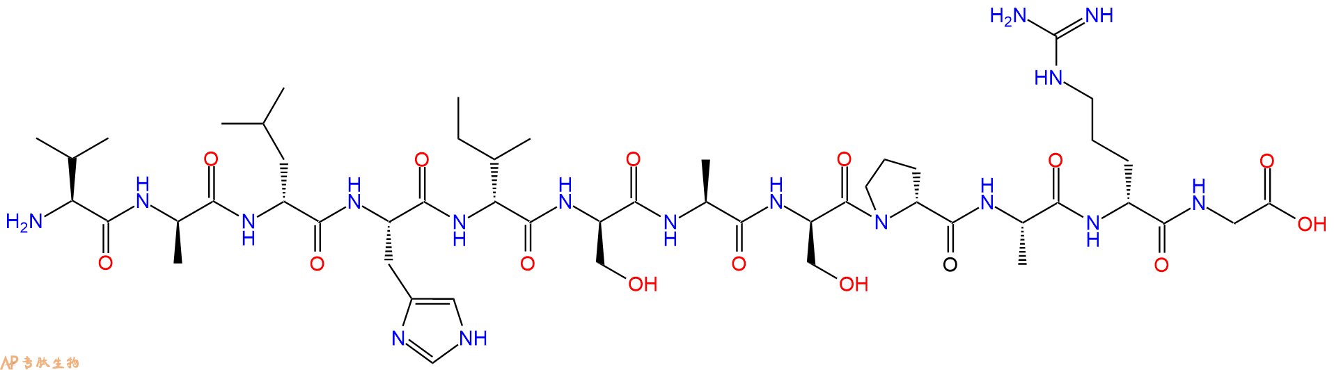 专肽生物产品H2N-Val-DAla-DLeu-His-DIle-DSer-Ala-DSer-DPro-Ala-DArg-Gly-OH