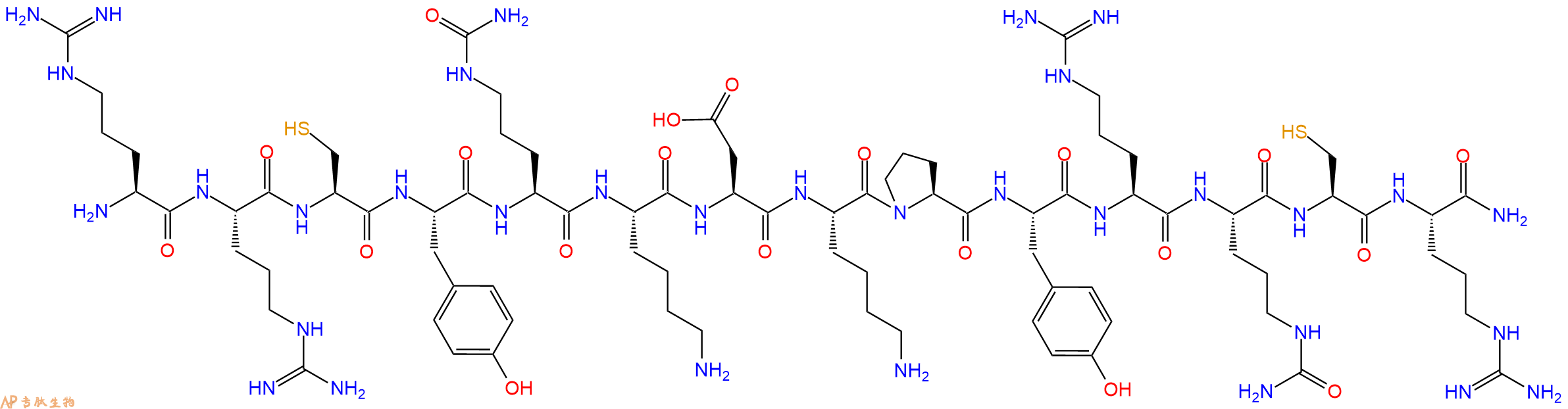 专肽生物产品H2N-Arg-Arg-Cys-Tyr-Cit-Lys-Asp-Lys-Pro-Tyr-Arg-Cit-Cys-Arg-NH2