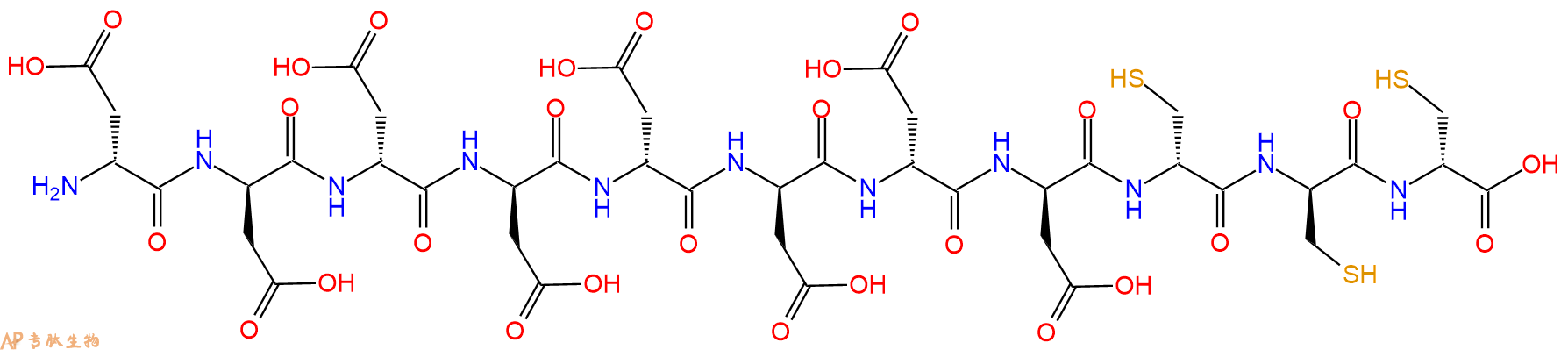 专肽生物产品H2N-DAsp-DAsp-DAsp-DAsp-DAsp-DAsp-DAsp-DAsp-DCys-DCys-DCys-OH