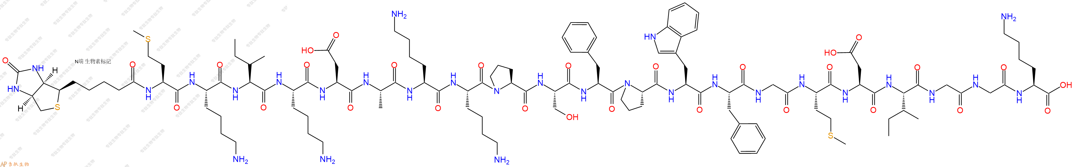 专肽生物产品Biotinyl-Met-Lys-Ile-Lys-Asp-Ala-Lys-Lys-Pro-Ser-Phe-Pro-Trp-Phe-Gly-Met-Asp-Ile-Gly-Gly-Lys-OH