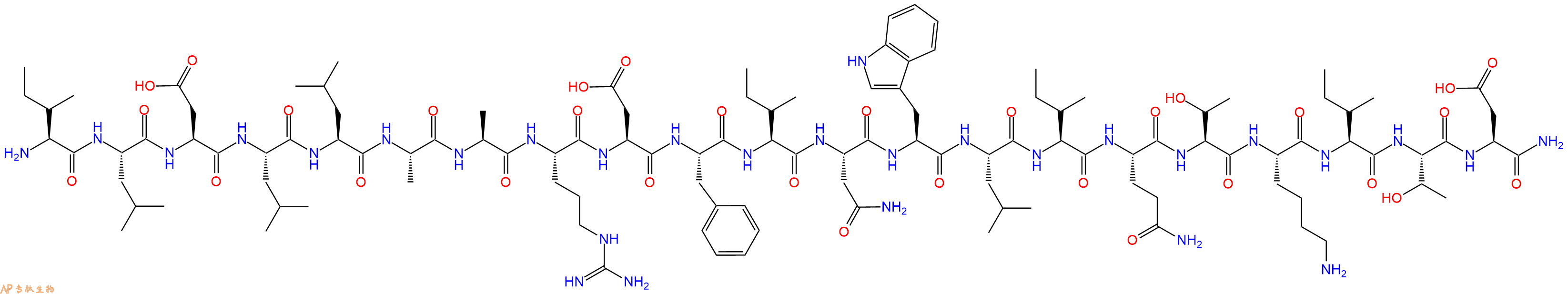 专肽生物产品H2N-Ile-Leu-Asp-Leu-Leu-Ala-Ala-Arg-Asp-Phe-Ile-Asn-Trp-Leu-Ile-Gln-Thr-Lys-Ile-Thr-Asp-NH2