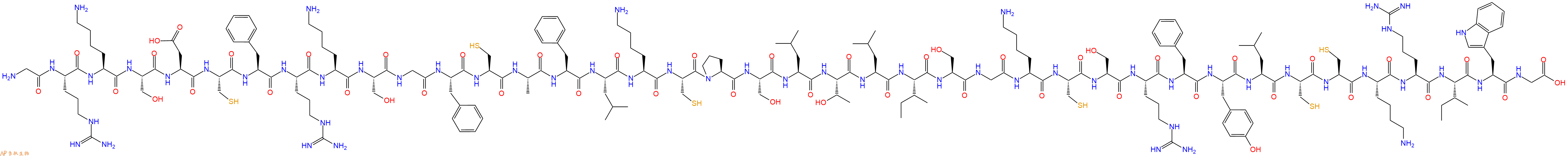 专肽生物产品H2N-Gly-Arg-Lys-Ser-Asp-Cys-Phe-Arg-Lys-Ser-Gly-Phe-Cys-Ala-Phe-Leu-Lys-Cys-Pro-Ser-Leu-Thr-Leu-Ile-Ser-Gly-Lys-Cys-Ser-Arg-Phe-Tyr-Leu-Cys-Cys-Lys-Arg-Ile-Trp-Gly-OH