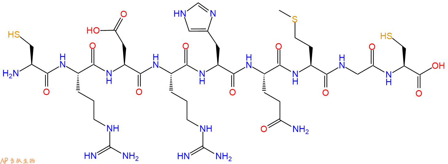 专肽生物产品H2N-Cys-Arg-Asp-Arg-His-Gln-Met-Gly-Cys-OH